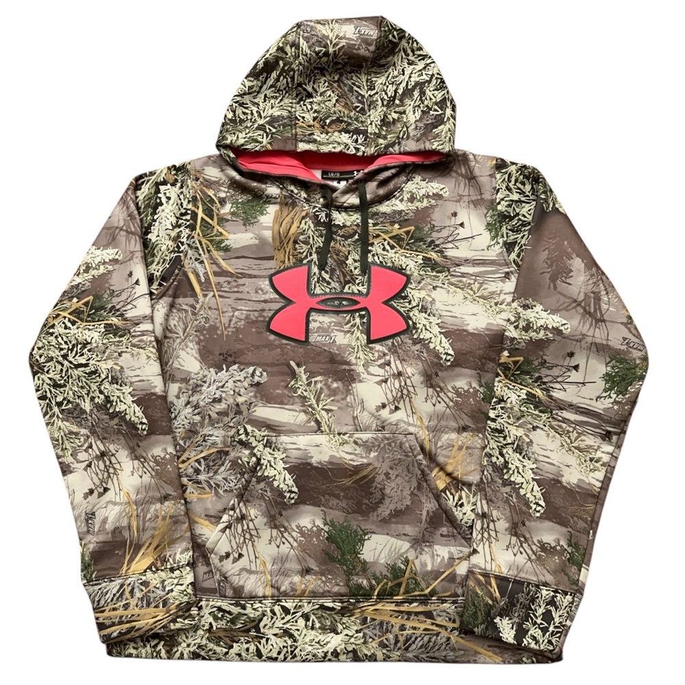 Under Armour Jacket Mens L Pullover Hoodie Advantage Max-1 Camo Hunting Brown